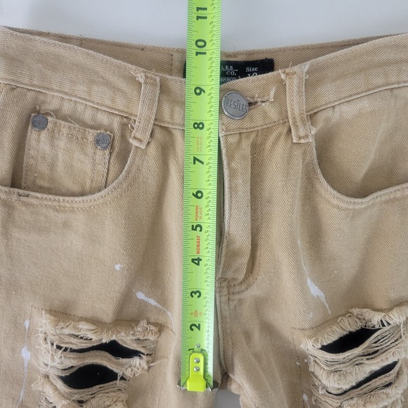 Trestles Supply Co. Jeans Boys 12 Tan Denim Straight Leg Distressed Paint Splash - Picture 5 of 13